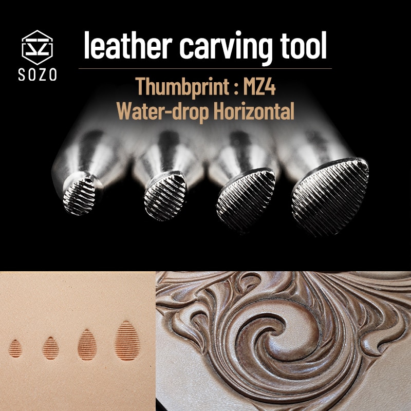 Sozo MZ4 Leer Werk Stempelen Tool Thumbprint Water Horizontale In Sheridan Zadel Maken Carving Stempel 304 Rvs