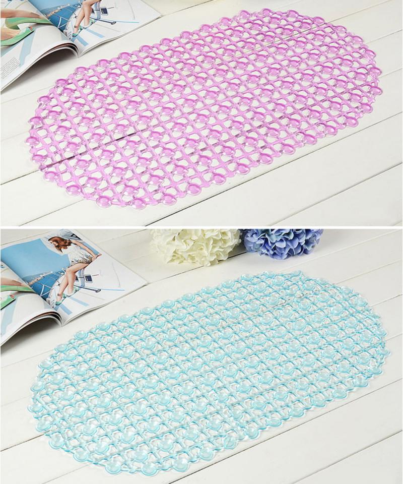 67x37cm PVC Plain Oval Water Bath Mat Bath Shower Tub Clear Bubble Mat Safety Anti-slip PVC Floor Mat