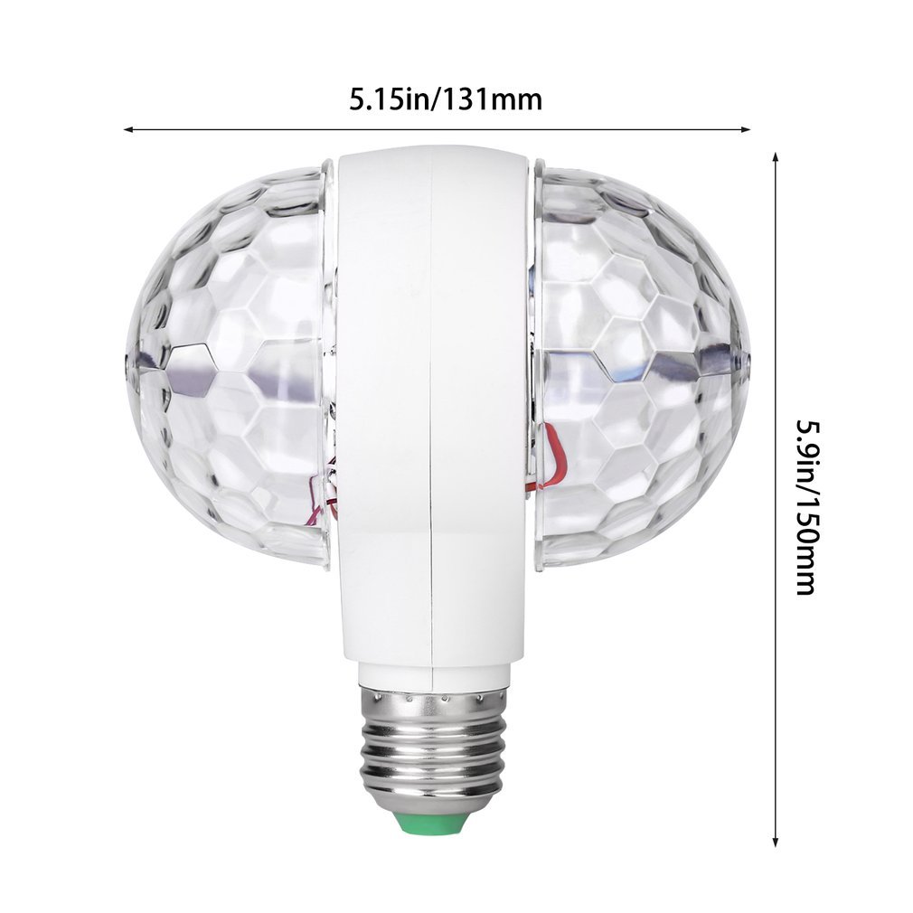 Bombilla LED giratoria de doble cabezal, lámpara de discoteca de escenario mágico, de colores, 6W