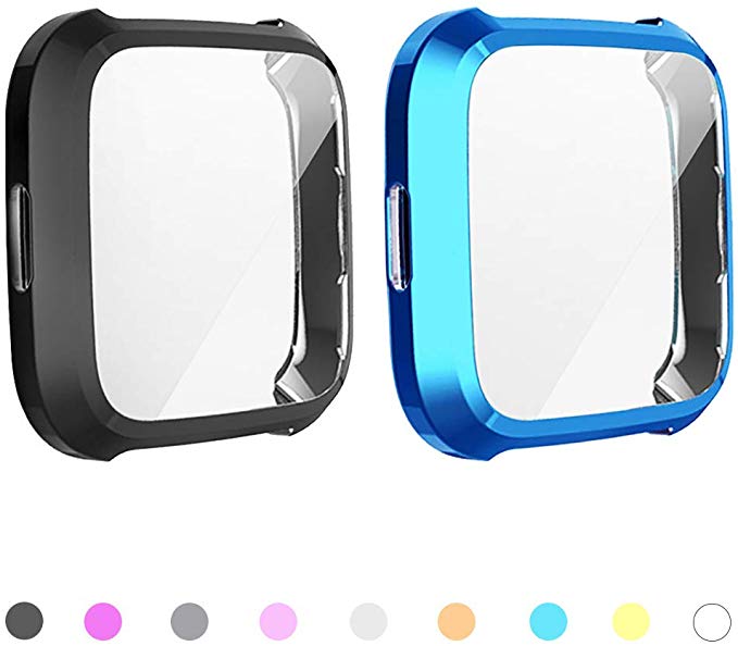2pack Soft Tpu Case for Fitbit Versa 2 versa Band Waterproof Watch Shell Cover Screen Protector for Fitbit Versa 2: 3