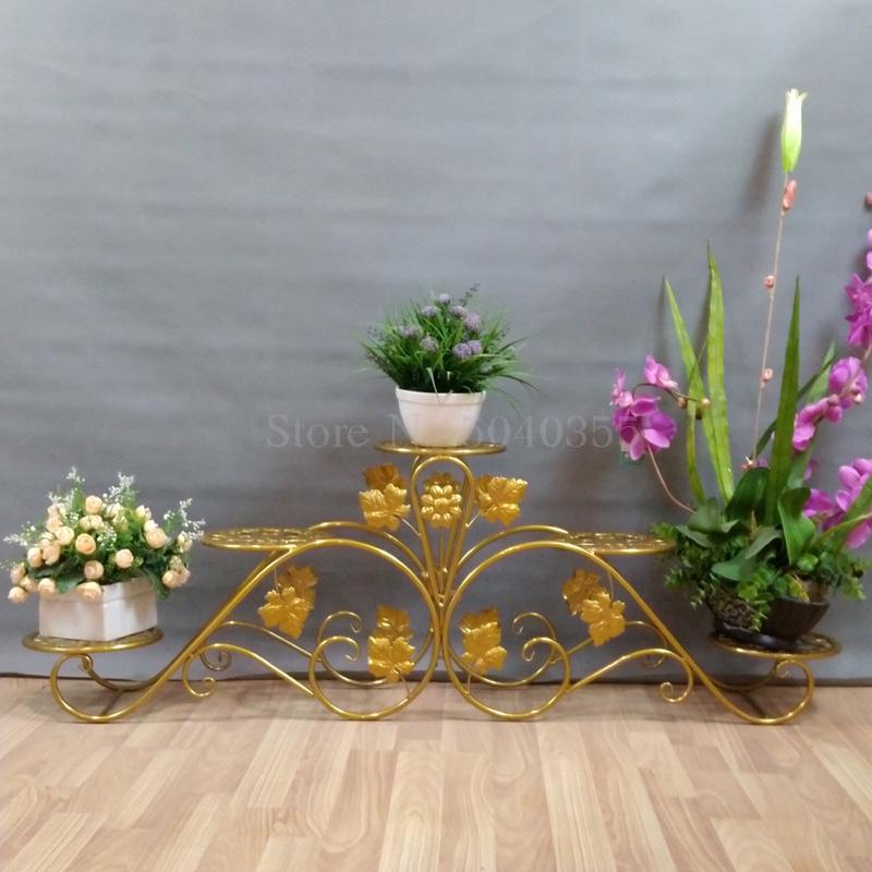 Balcony indoor Nordic flower shelf wrought iron balcony multi-storey floor-mounted simple living room floor pot rack