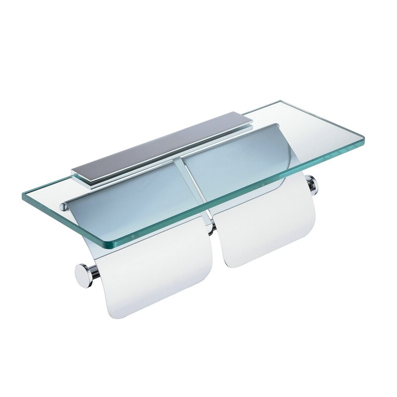 Beelee Toilet Paper Holder Double Solid Brass with Glass Bathroom Toilet Roll Holder For Roll Paper Bathroom Accessories