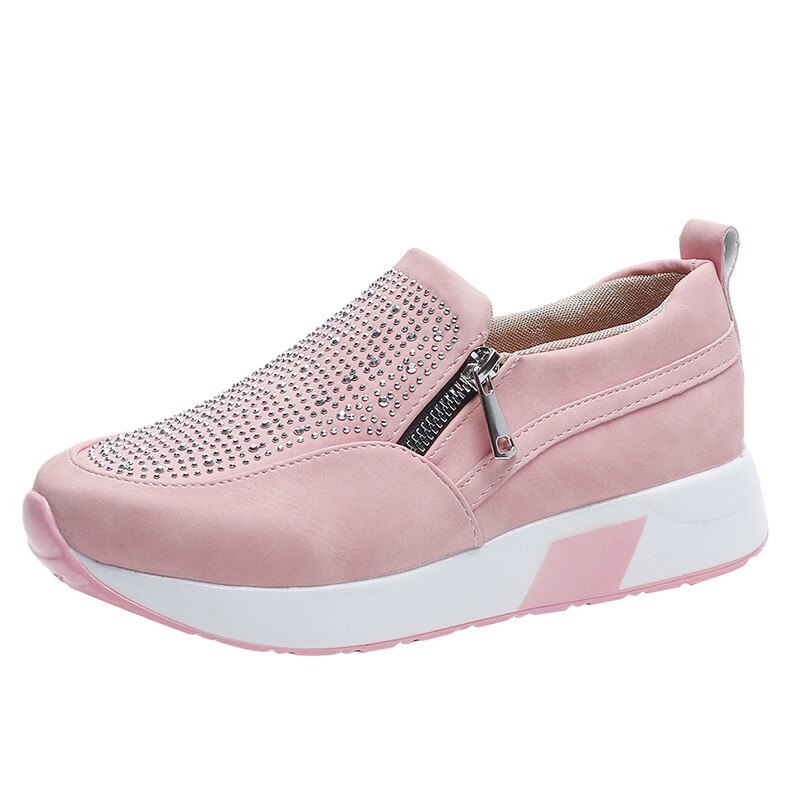 zapatos planos de mujer plataforma Slip-on zapatos de mujer Zapatillas casuales cómodos zapatos de mujer de gran tamaño nueva: T1097 pink / 4