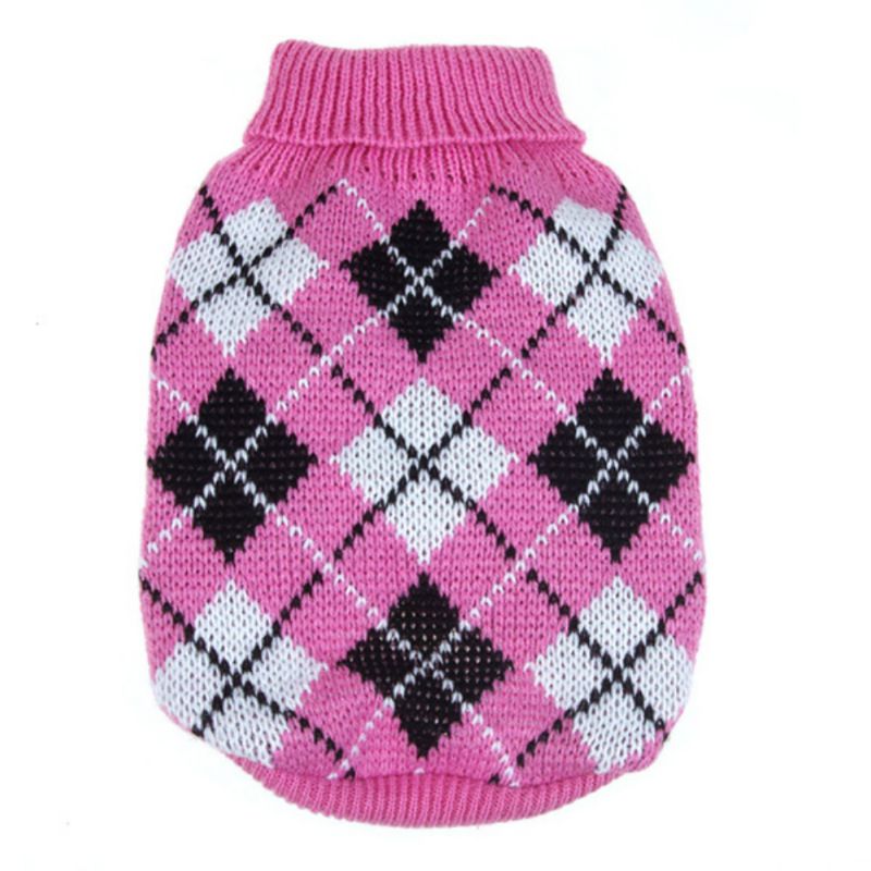 Winter Hond Trui Puppy Plaid Patroon Gebreide Coltrui Voor Voor Kleine Midden Hond Hond Kerst Decoratie Kleding: Black / Xxl