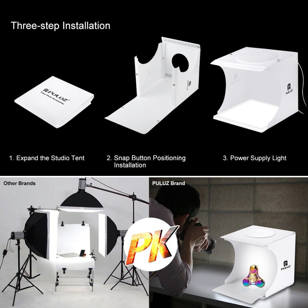 Mini Tafel Fotostudio Softbox met 2 LED Verlichting Panel + Acryl Schaduwloze LED Panel Bodem Pad voor Fotografie schieten