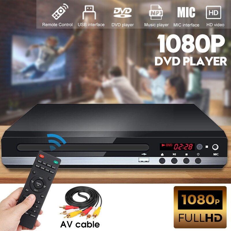 Full HD 1080P Home DVD Player Multimedia Digital TV Disc Player Support DVD CD MP3 MP4 RW VCD
