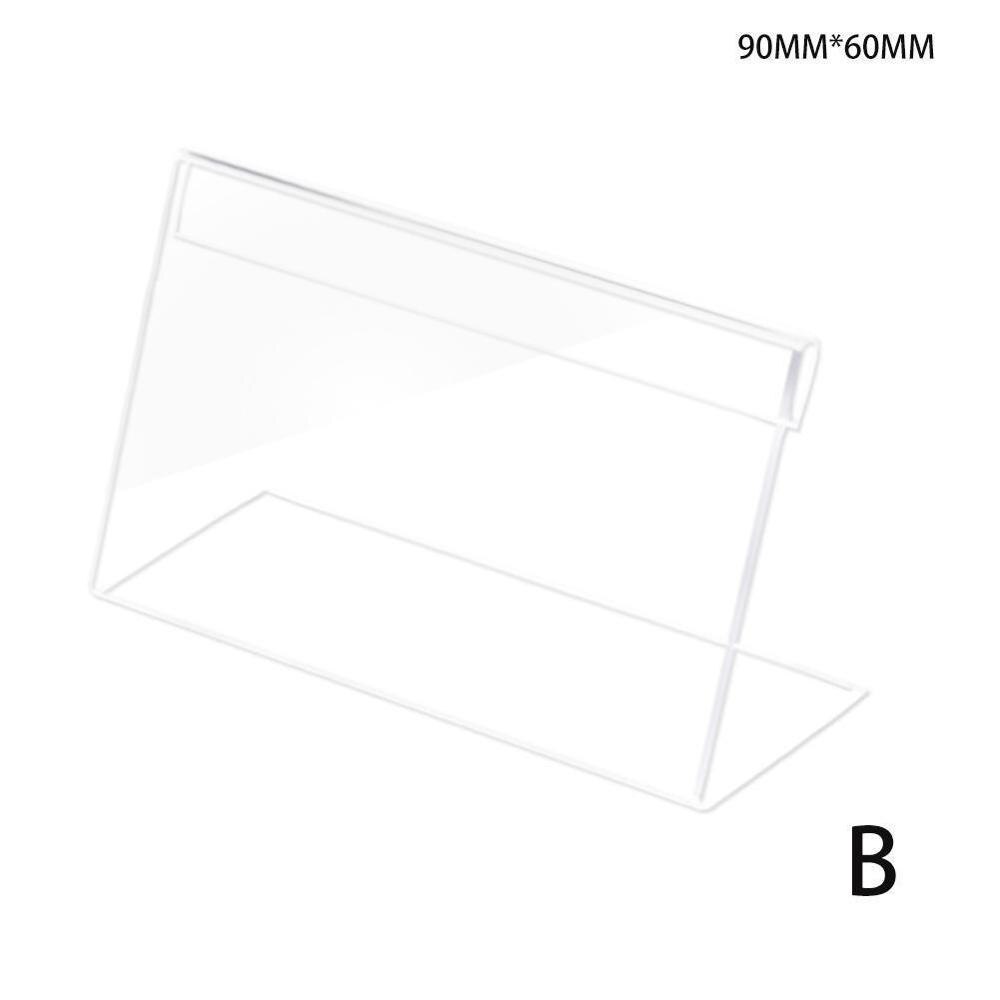 1PC 1.5mm Acrylic Clear Plastic Desk Sign Label Frame Holders Stand Card Acrylic Display Paper Frame Label Tag Holder Price Q8X6: 90X60mm