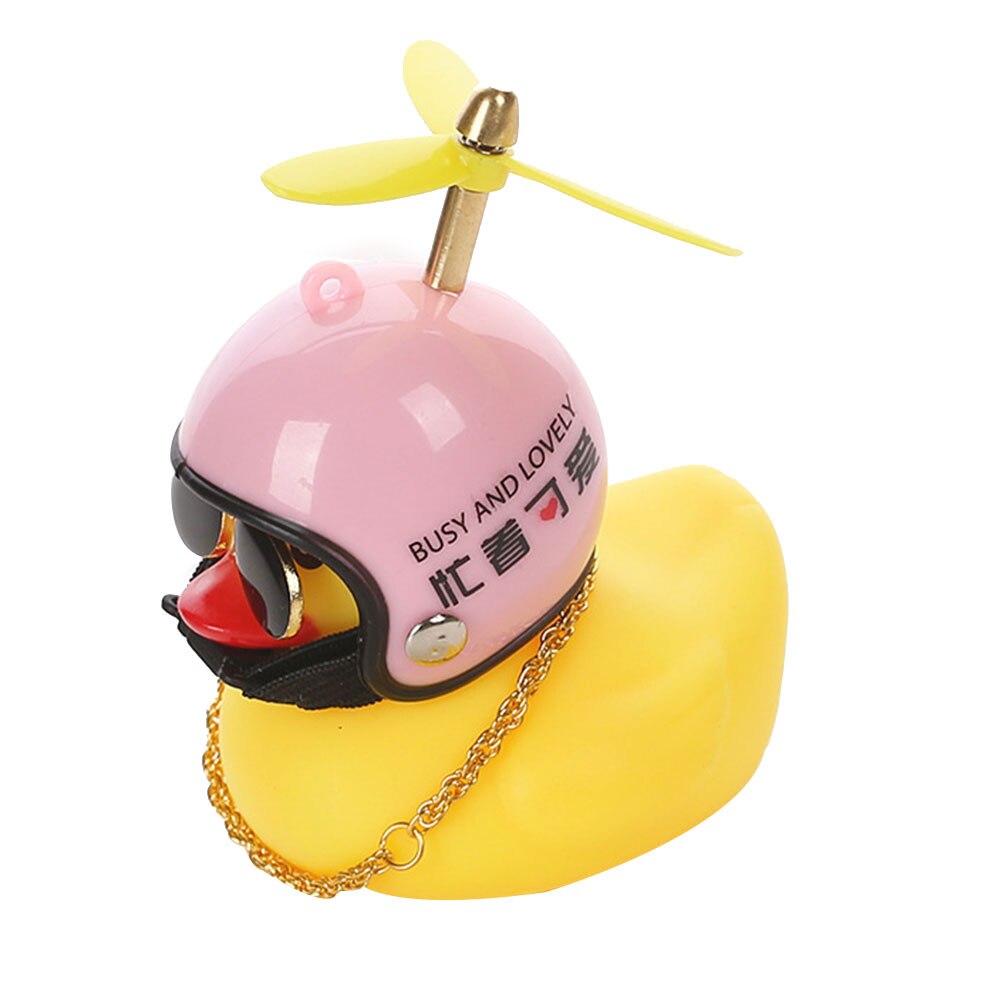 Mała żółta kaczka dekoracja samochodu wiatrówka kaczątko z kaskiem akcesoria samochodowe f-Najlepsza: Busy Cute