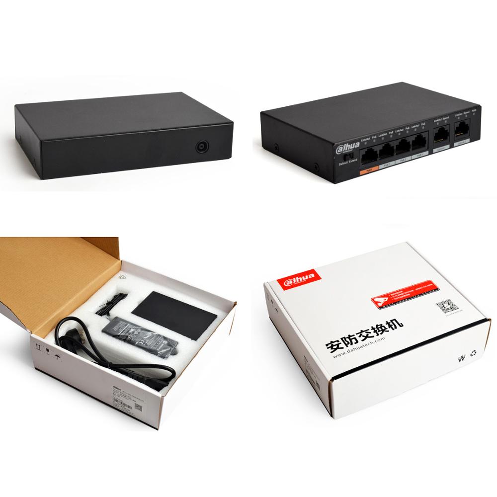 Dahua 4ch PoE Switch DH-S1500C-4ET2ET-DPWR 4CH Ethernet Switch Support PoE PoE+ Hi-PoE Protocol