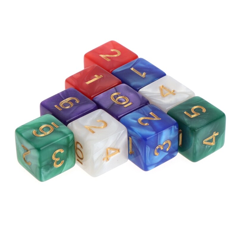 10 stücke Mehrfarbig 6 Seitige 16mm Perle aufbringen Harz Würfel Brettspiel Zubehör 62KF