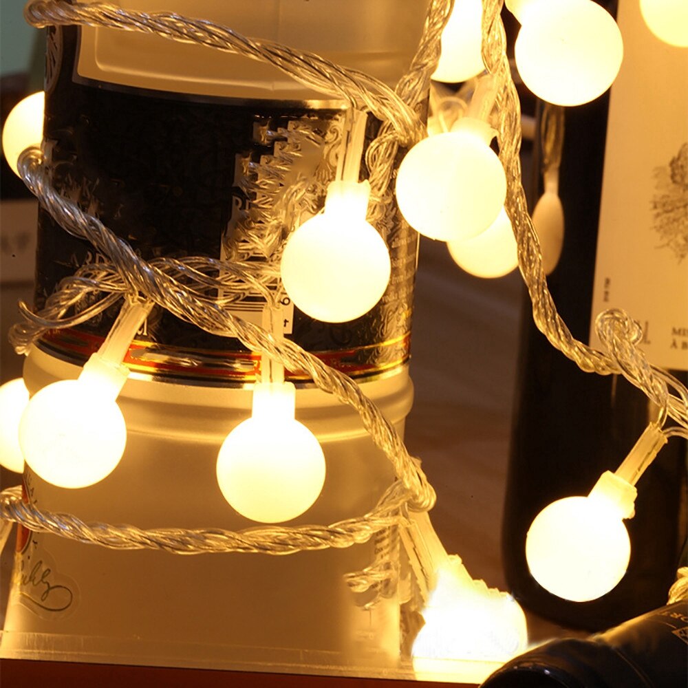 1.5M 3M 4M 5M Fairy Garland LED Ball String Lights Waterproof for Christmas Tree Wedding Home Indoor Decoration Battery Powered: 10 Balls Warm White