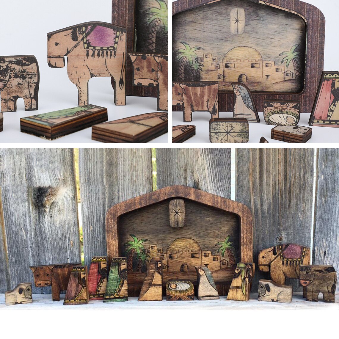 Holz Jesus Puzzle Statue Holz Verbrannt Jesus Krippen einstellen Puzzle Puzzle Spiel DIY Für Erwachsene Und freundlicher Hause Dekoration