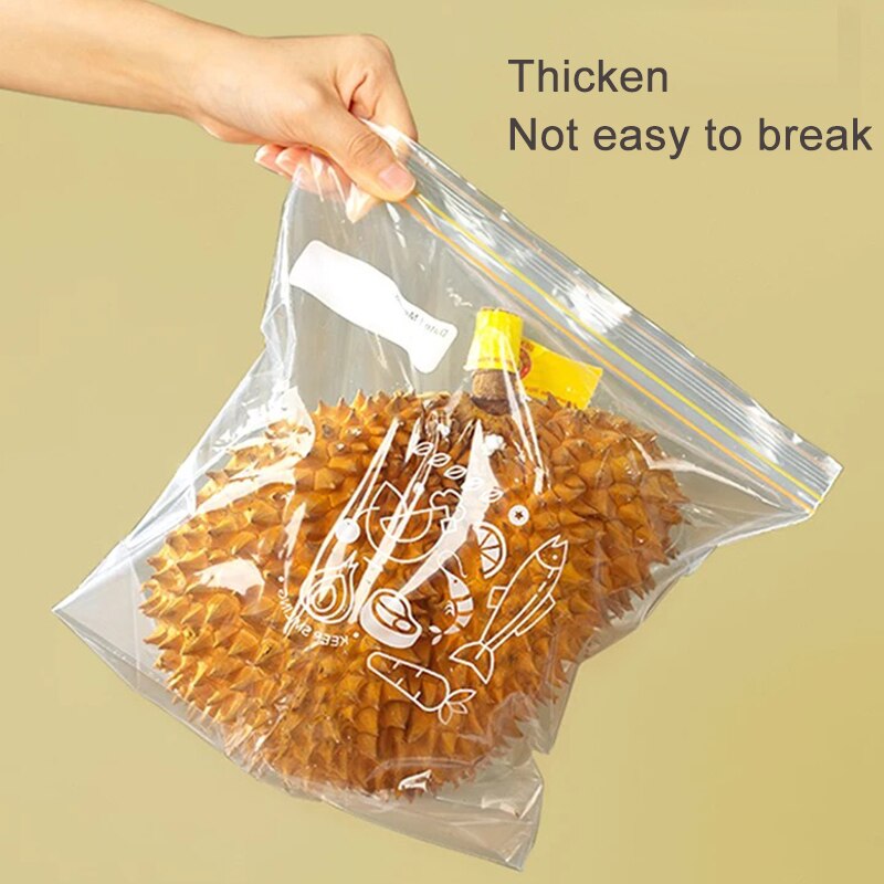 Zip Lock Plastic Bags Reusable Food Pouch Fridge Organizer Kitchen Storage Containers Freezer Bags Transparent Food Packaging