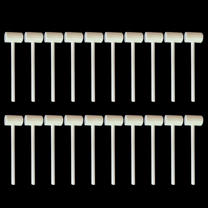 20pcs Solid Wood Mini Hammers Hitting Hammer Toys Educational Toy Balls Toy Pounder Wood Mallets for Baby(Round/Oval)