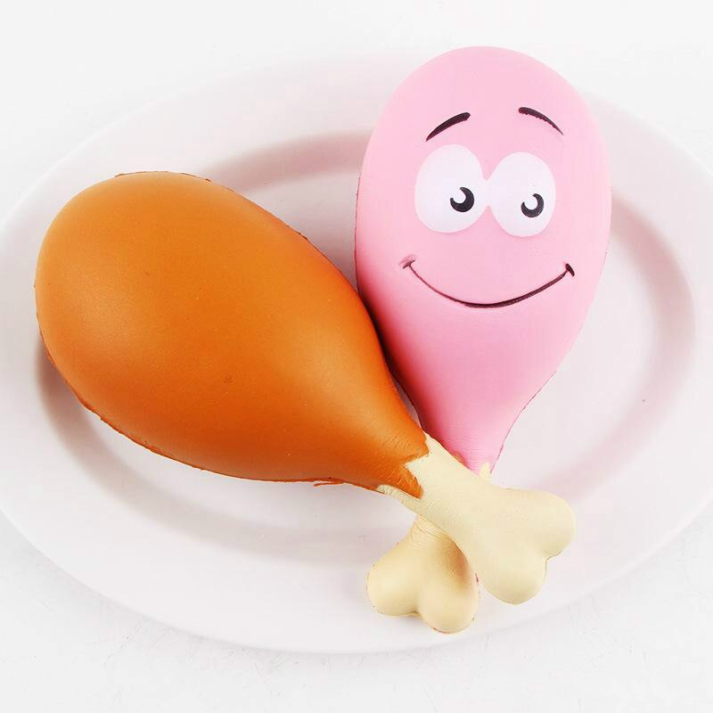 Cute soft Slow Rising Chicken Leg smile face Jumbo Simulation Food Squishies Kids Toy Kawaii Squishy Antistress Stretch