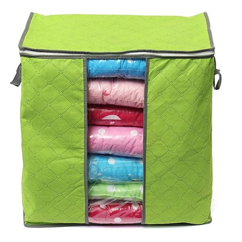 Bamboe Draagbare Kleding Opbergtas Organizer 60x40x35 cm Vouwen Closet Organizer Voor Kussen Dekbed Deken Beddengoed