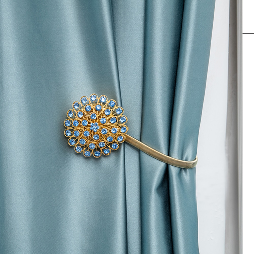 Abrazadera para cortina magnética con diamantes de imitación, hebilla de Metal para cortina con forma de flor, accesorios decorativos para ventana, para el hogar