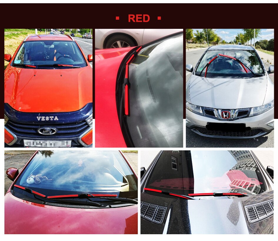 HESITE Colorful Wiper Blades For Citroen C4 Cactus Hatchback 1.2 1.6 Model 26"+17" Red Wipers