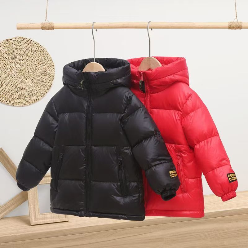 Goose Down Jacket para crianças, casaco quente, branco