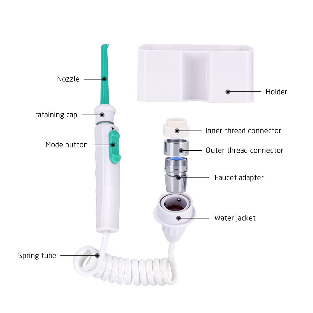 Torneira dental flosser água alimentado flosser dentadura irrigação jato de água irrigador dental dentes limpeza 6 bocal