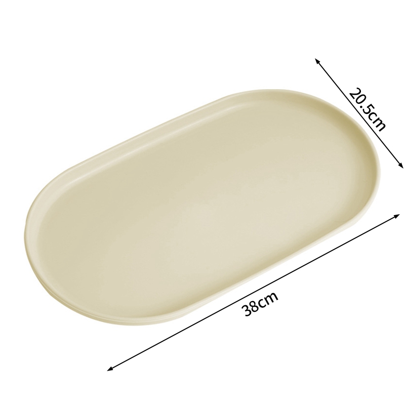 Bandeja decorativa nórdica, bandeja ovalada apilable, bandeja de almacenamiento de platos de joyería y frutas para comida, bandeja para cena de desayuno, accesorios de cocina: Amarillo claro
