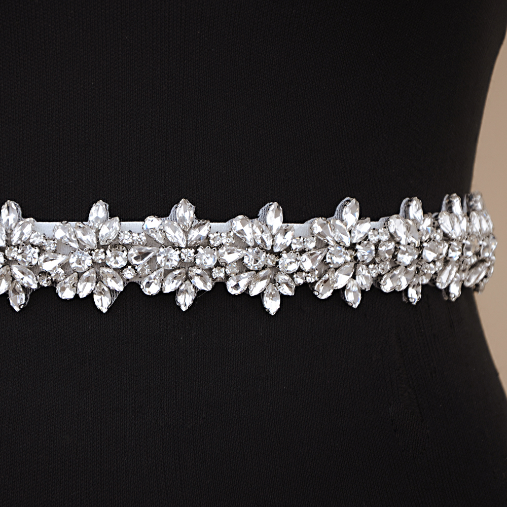 Trixy S269-S Bruiloft Riemen Zilveren Diamanten Riem Verbazingwekkende Crystal Rhinestone Riem Glanzend Bruids Riem Bruiloft Sjerpen Jeweled Riem