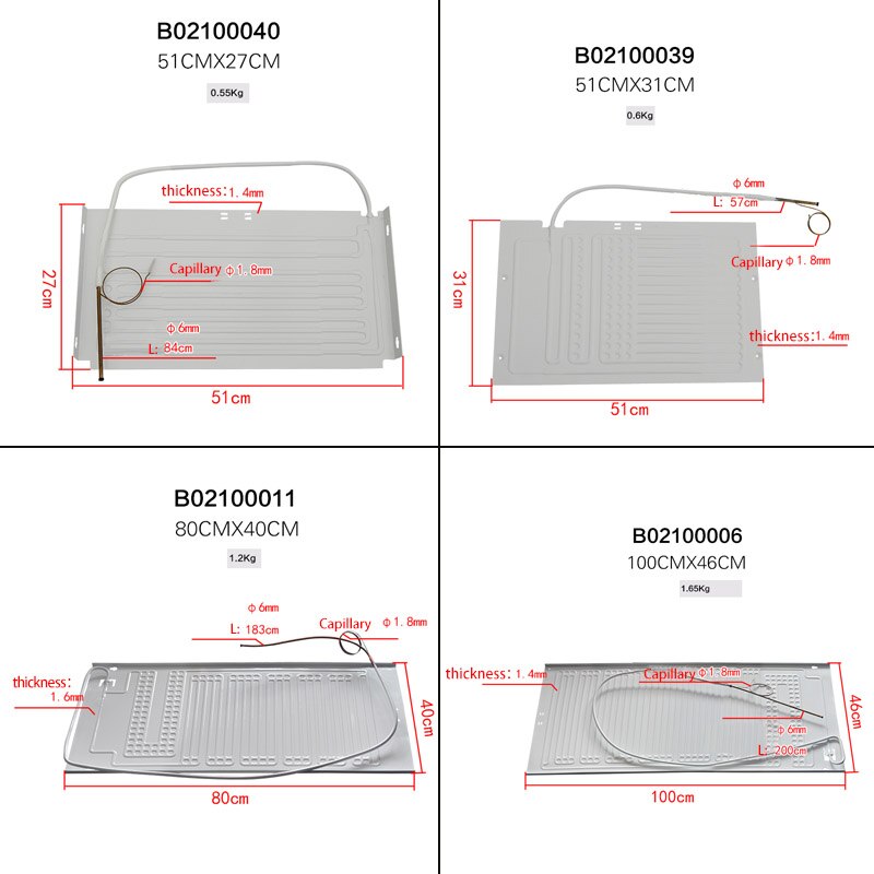 refrigerator evaporator flat plate evaporator freezer cooling plate fridge evaporator fridge evaporator with capillary aluminum
