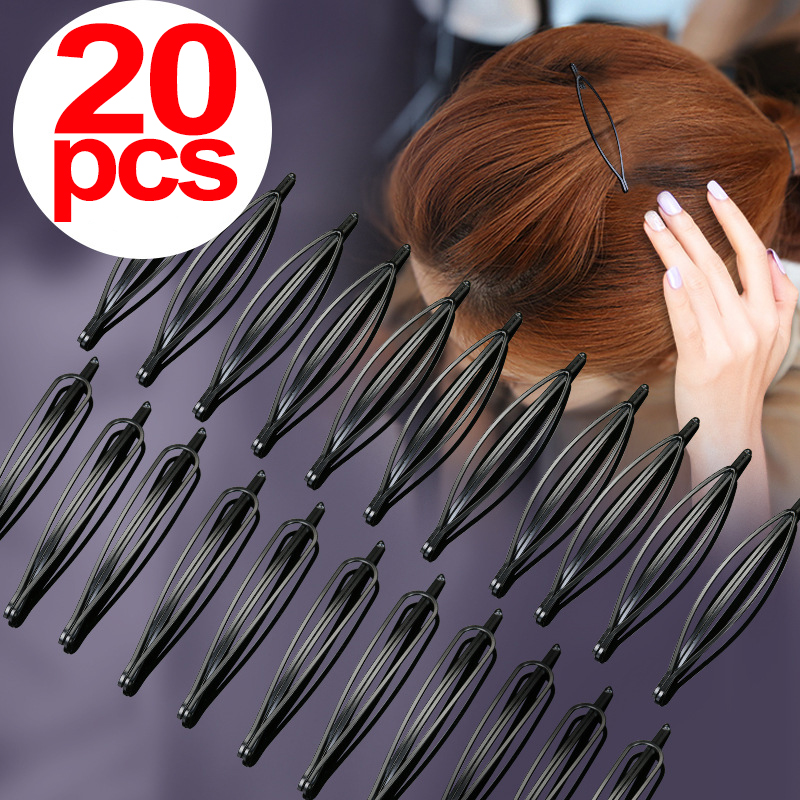 1/20 pçs feminino bb presilhas bobby pin metal preto grampos de cabelo snap bandana grampos de cabelo menina fix acessórios de estilo de cabelo