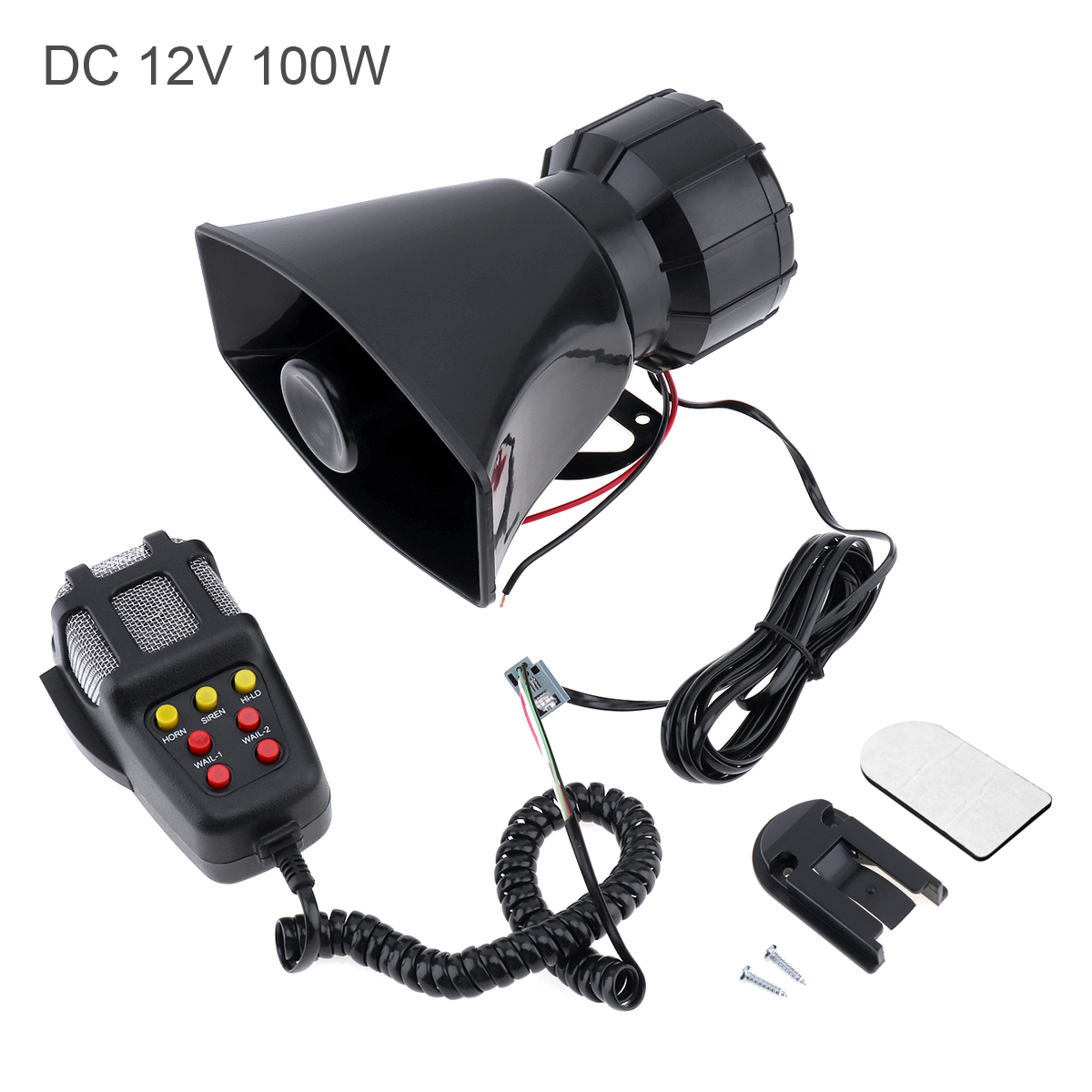 Multi-function 100W 7 Sound Car Electronic Warning Siren Motorcycle Alarm Firemen Ambulance Loudspeaker With MIC