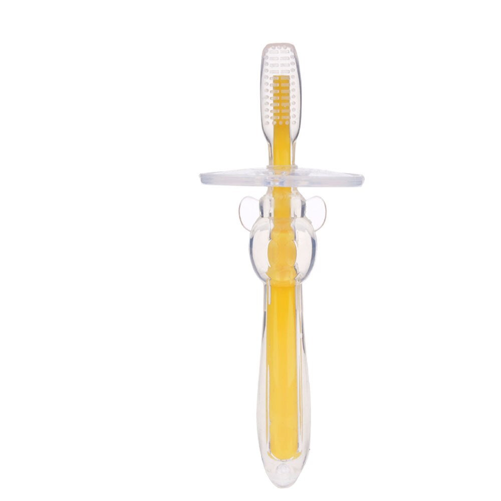 1PC chico s de silicona suave cepillos dentales de entrenamiento bebé niños Dental Cuidado Oral cepillo de dientes de bebé chico cepillo de dientes artículos de bebé: Yellow