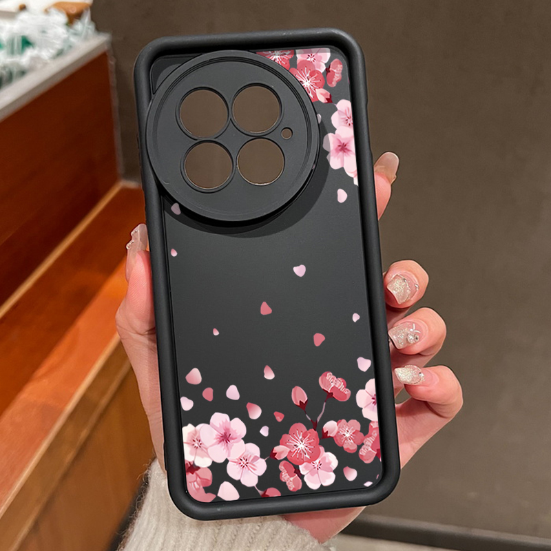 Funda de teléfono para OnePlus 13T 13R 12R 11R flor rosa flor de melocotón parachoques a prueba de golpes funda suave de silicona Fundas para OnePlus 13 12: Beige / OnePlus 11R