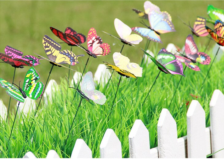 25 stuks kleurrijke vlinders op stokjes met 3d lagen, voor in huis, tuin, gazon, bloempot, plantendecoratie, tuindecoratie, doe-het-zelf, gazonknutsels