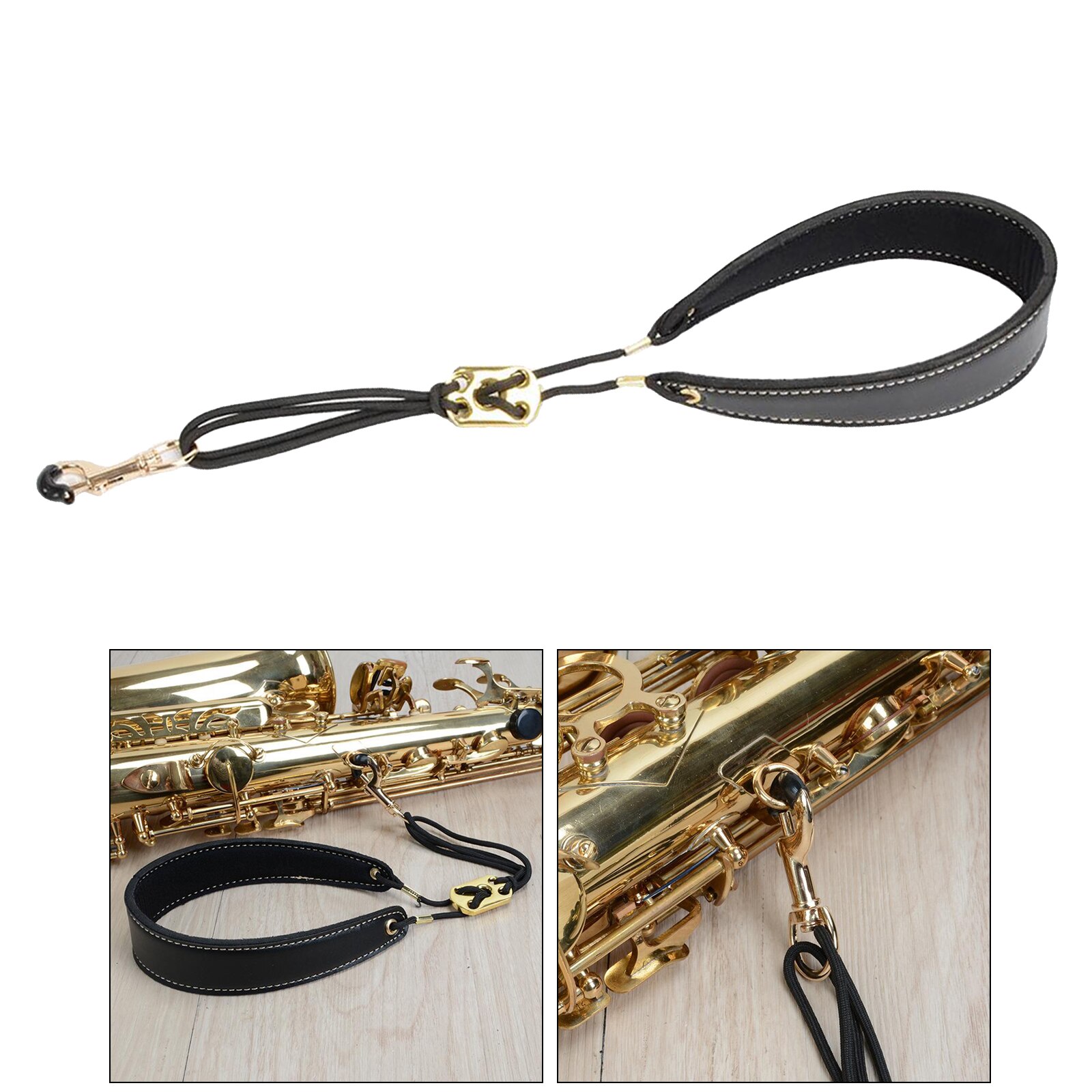 Alça de saxofone soprano alto, cinta de pescoço, couro macio, borracha acolchoada