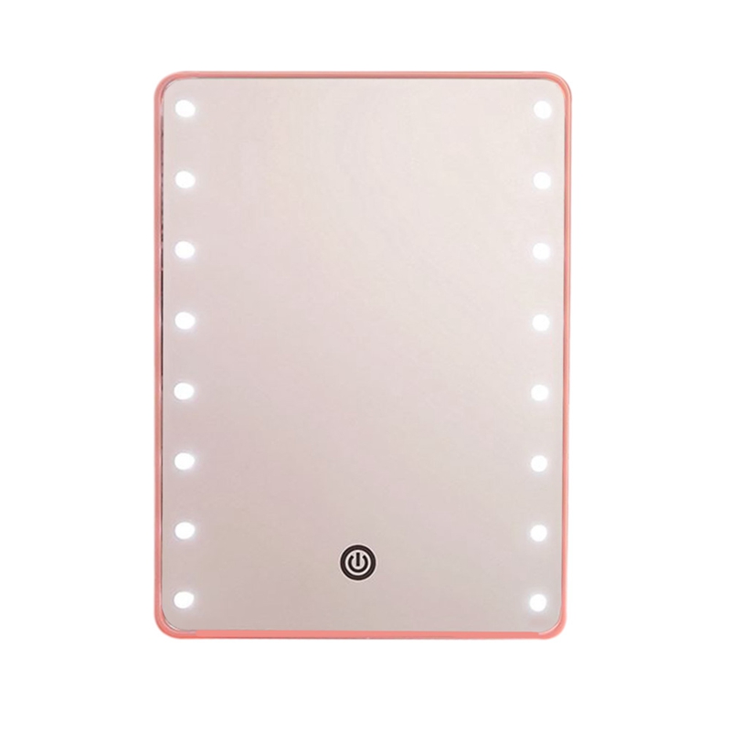 Led berøringsskærm makeup spejl luksus spejl med 16/22 led lys 180 graders justerbart bord make up spejl: Ingen base pink 16 led