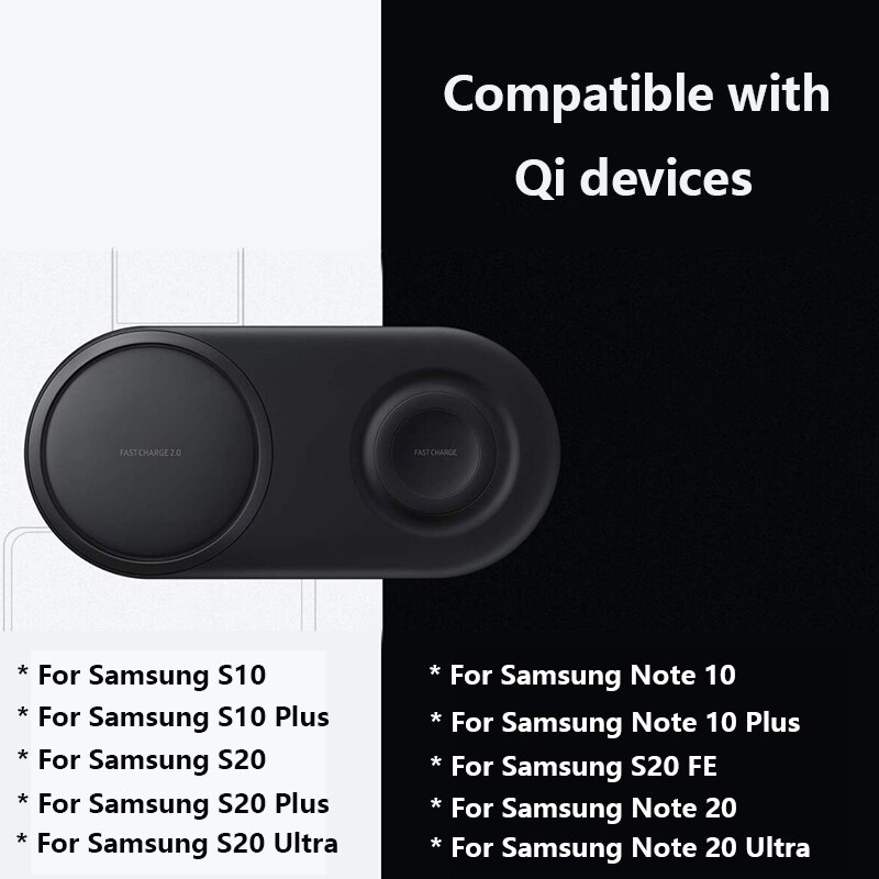 25W 2-in-1 Wireless Charger Duo Pad for Samsung S21 S20 Note20 Ultra S10 Plus Dual Phone Watch Fast Charging Dock Station