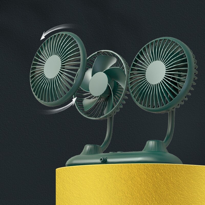 Adjustable Car Auto Air Cooling Fan Low Noise Auto Cooler Dual Head USB Fan Dashboard Cooling Air Circulation Fan