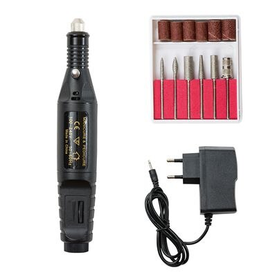 Elektrisk negleboremaskine kit manicure maskine 25000 rpm nail art pen pedicure neglefil negle art værktøjer kit: Sort eu-stik