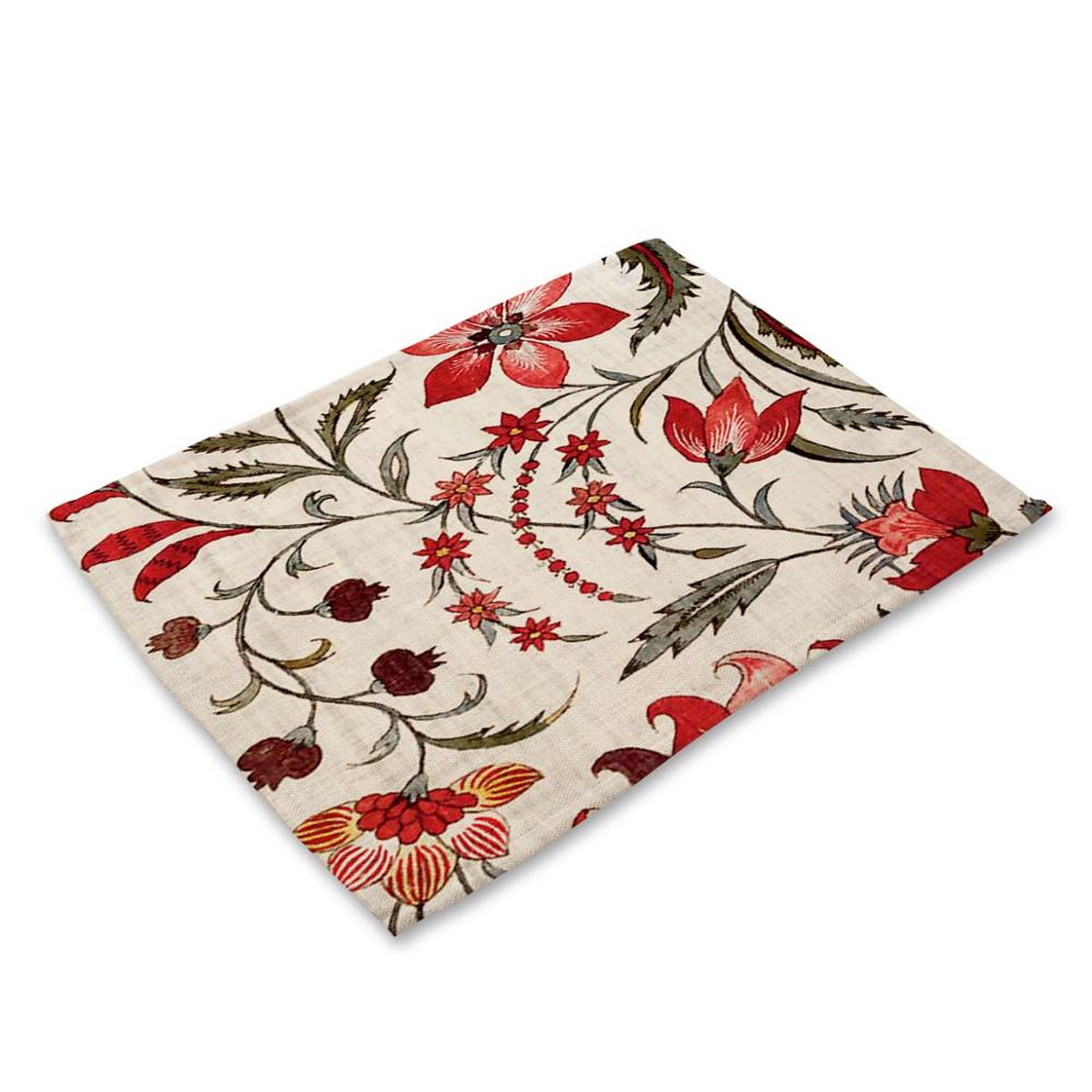 Tafelmat met bloemenpatroon, mandala-bloem, servet voor bruiloft, keukendecoratie, placemat, eetkameraccessoires: Mp00372