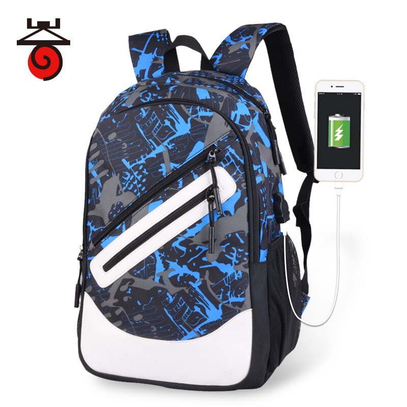 2pcs Bag Set Boys School Bags Waterproof Large Backpack Teenagers Bagpack High School Backpack for Boy Girls Student Chest Bag: Blue gray graffiti