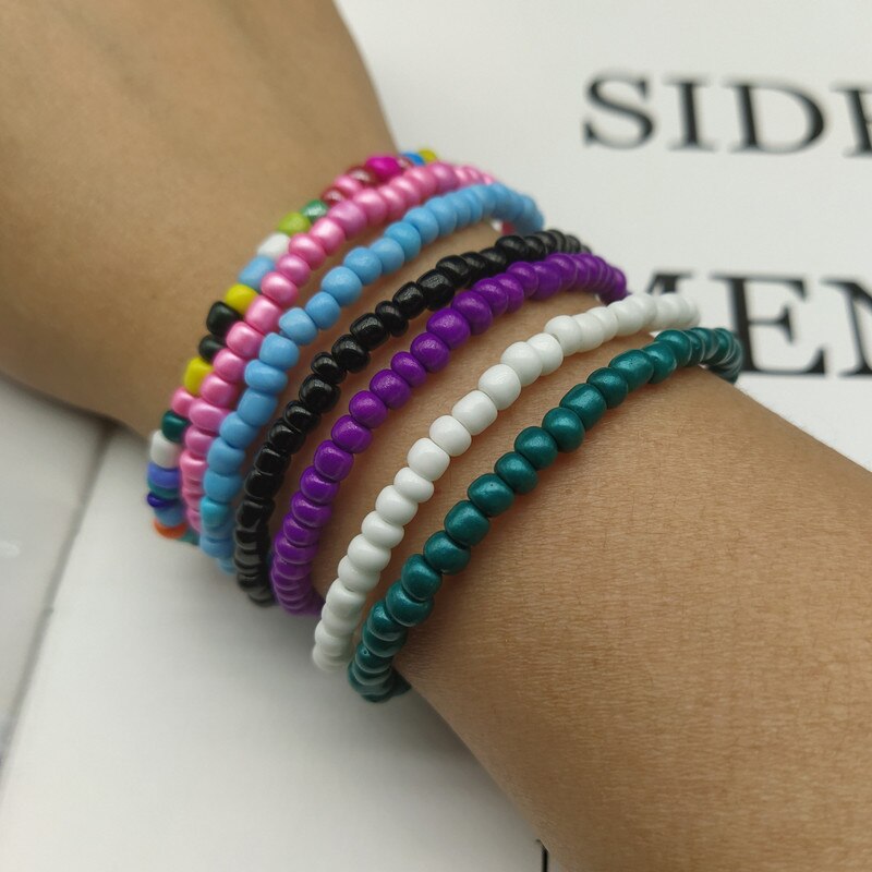 Kleurrijke Rijst Kralen Armband Set Zomer Strand Vriendschap Armbanden Handgemaakte Boho Sieraden Cadeau Voor Vriend Armband