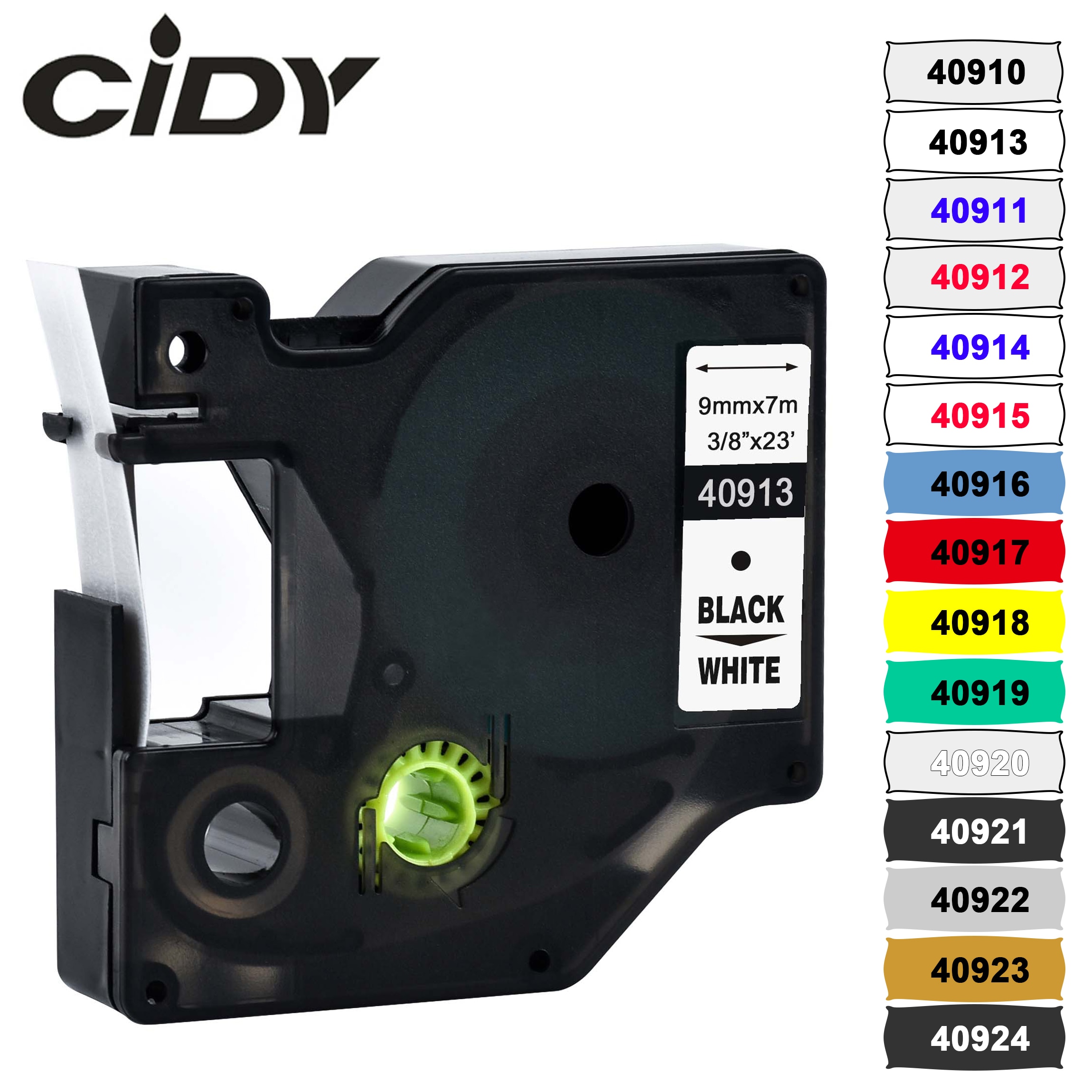 CIDY Multicolor 40913 40918 40910 9mm black on white label tape Compatible Dymo D1 manager 45013 FOR DYMO LM160 LM280 DYMO PNP