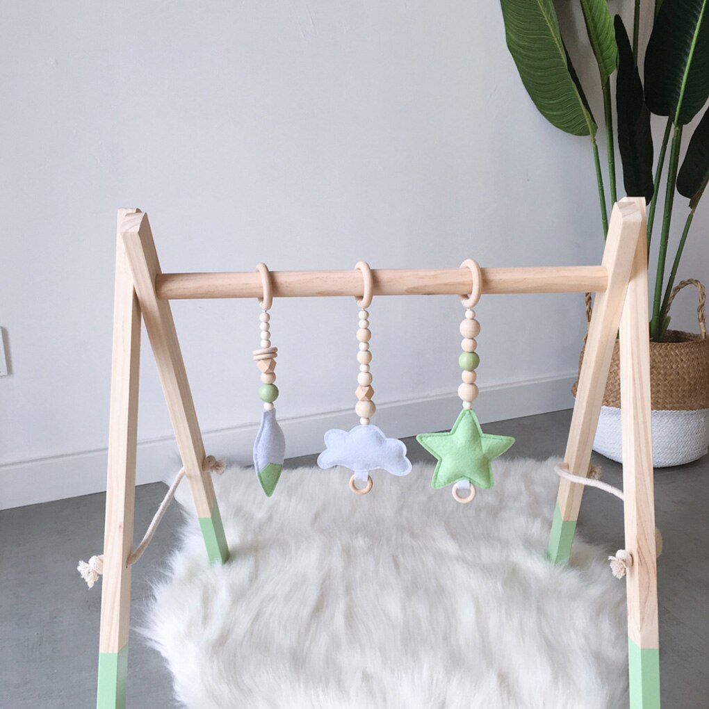 3 Stks/set Baby Rammelaar Speelgoed Nordic Stijl Houten Rammelaar Ring Kralen Play Toy Wandelwagen Opknoping Speelgoed