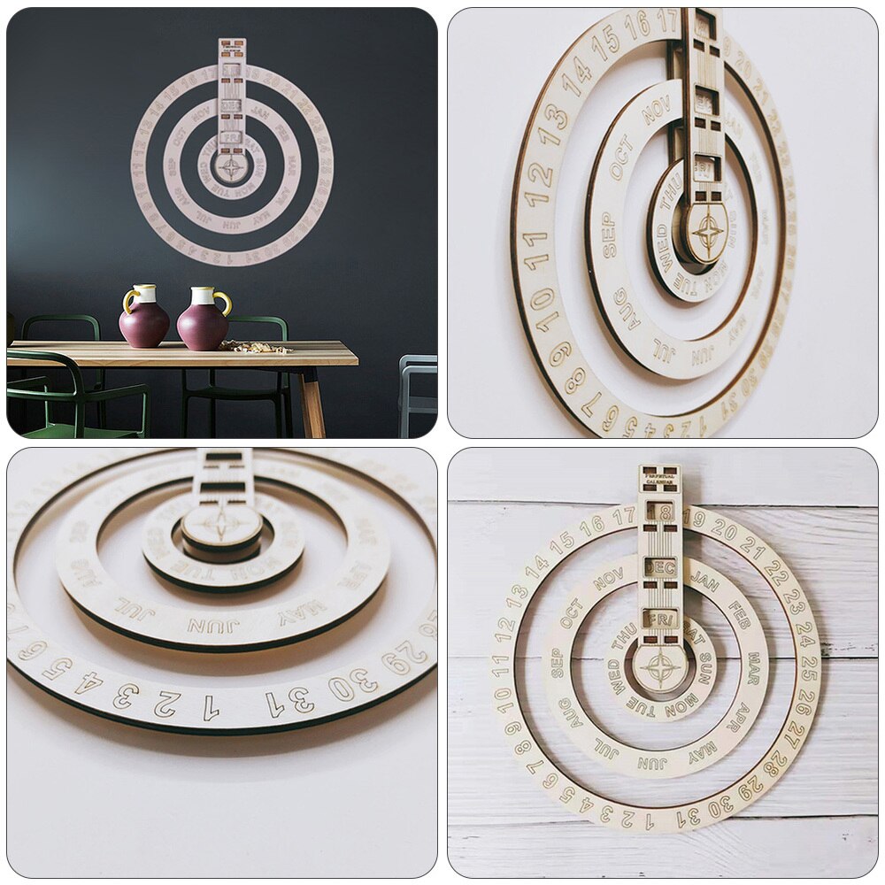 1pc Wooden Hanging Calendar DIY Calendar Home Office Wall Decoration