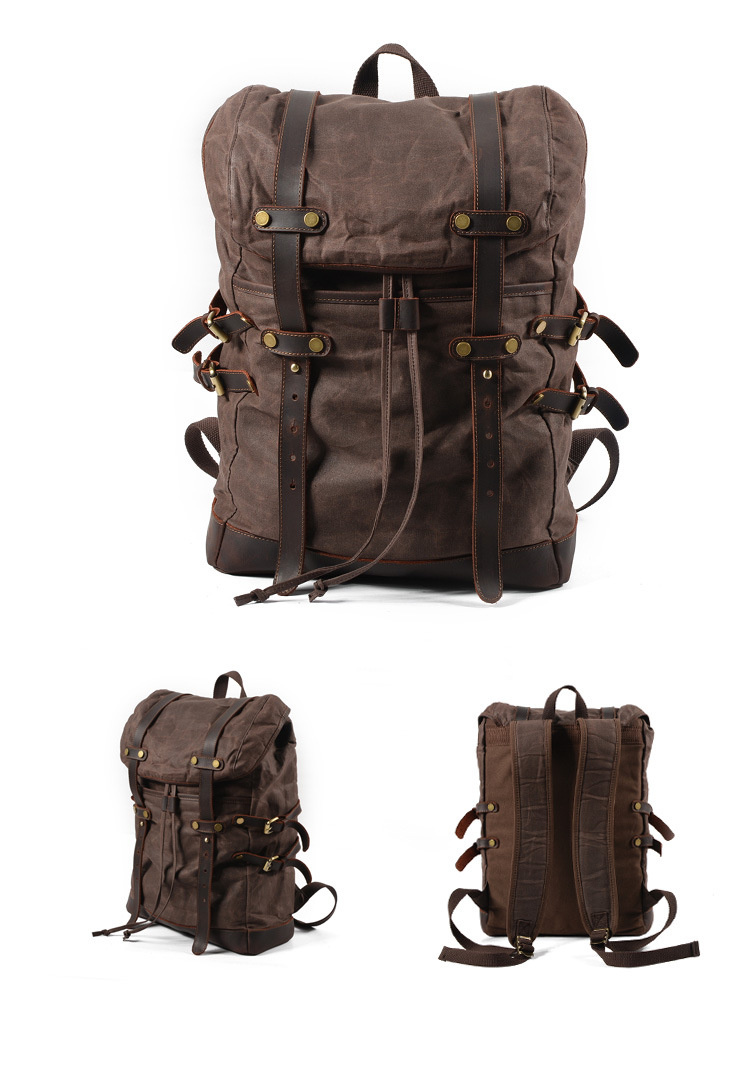 Free Shipping,Brand classic canvas backpack,vintage schoolbag.travel bag,laptop backpack.leather bag.sales.waterproof: Auburn