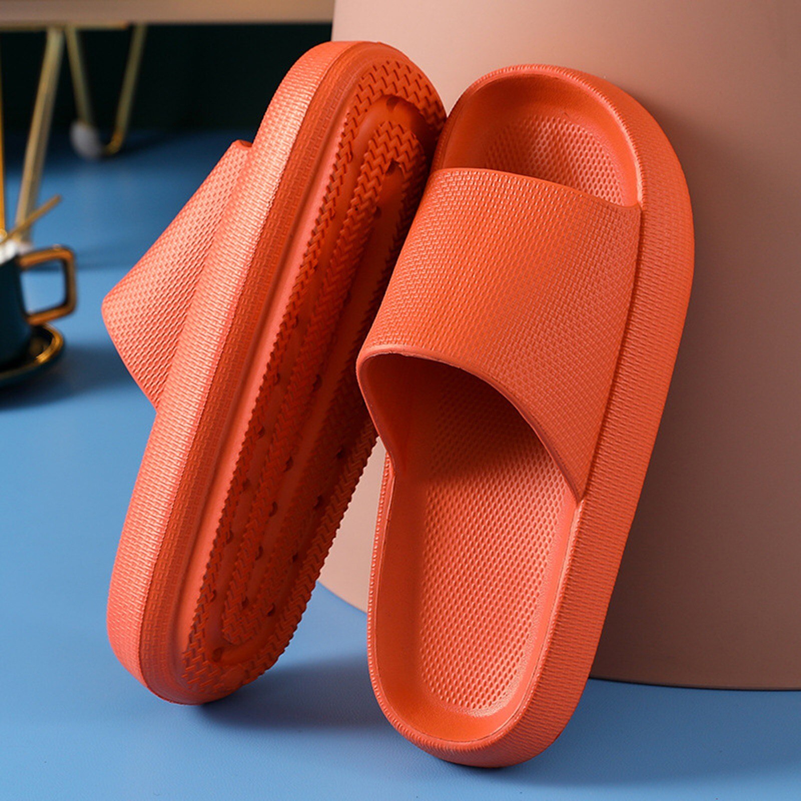 Bathroom Shower Slippers For Women And Men Summer Soft Sole Indoor Home House Pool Slippers: Orange / 36