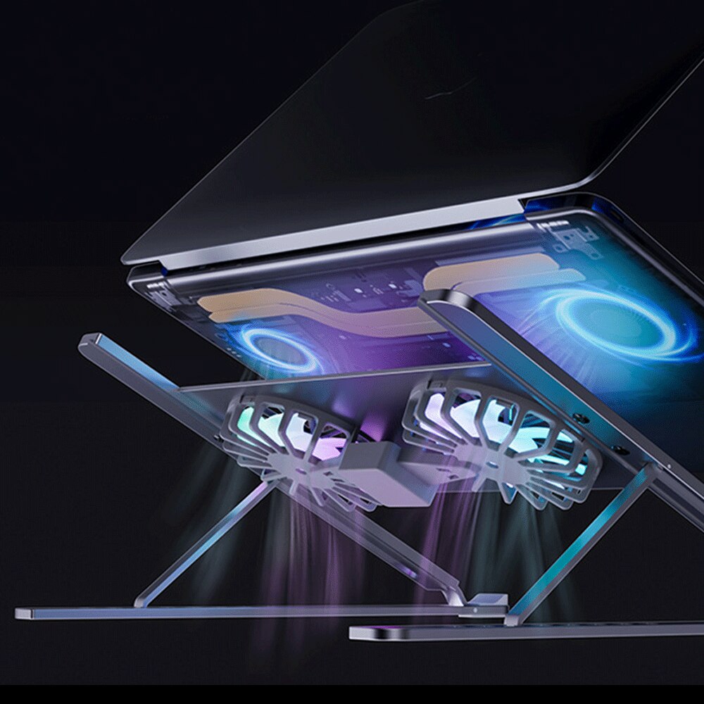 Faltbarer laptop- und tablet-ständer mit lüfter zur wärmeableitung für desktop-pcs, macbooks, airs und pros, notebooks, hp und dell
