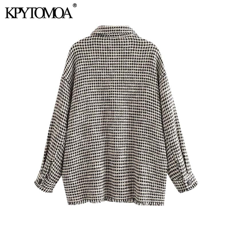 Chaqueta escocesa de Tweed de estilo Vintage con flecos Deshilachados, de gran tamaño, abrigo para mujer, , manga larga, bolsillos, prendas de vestir exteriores, Tops Chic