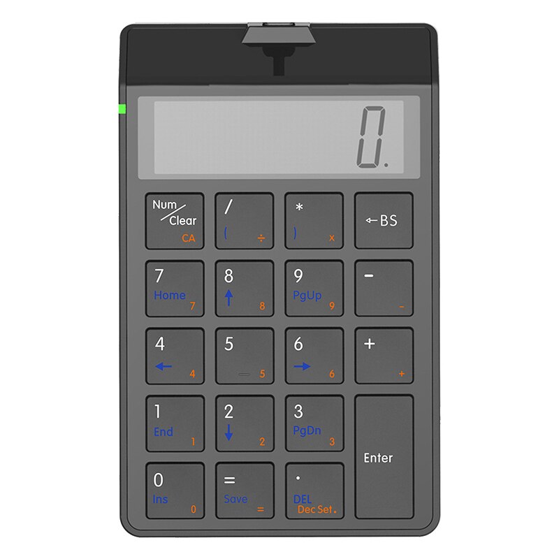 Numeric Keyboard Bluetooth Keypad Digital Calculator with LCD Display Screen Rechargeable For Windows Laptop Android Tablet: Black