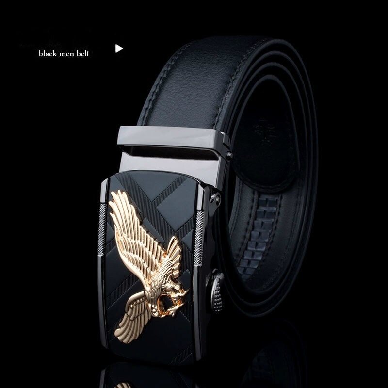 belts for Men Eagle Metal Automatic Buckle Split Leather Waist belt for luxury cowhide men's belt Novelty 3.5cm: 3 / 160cm