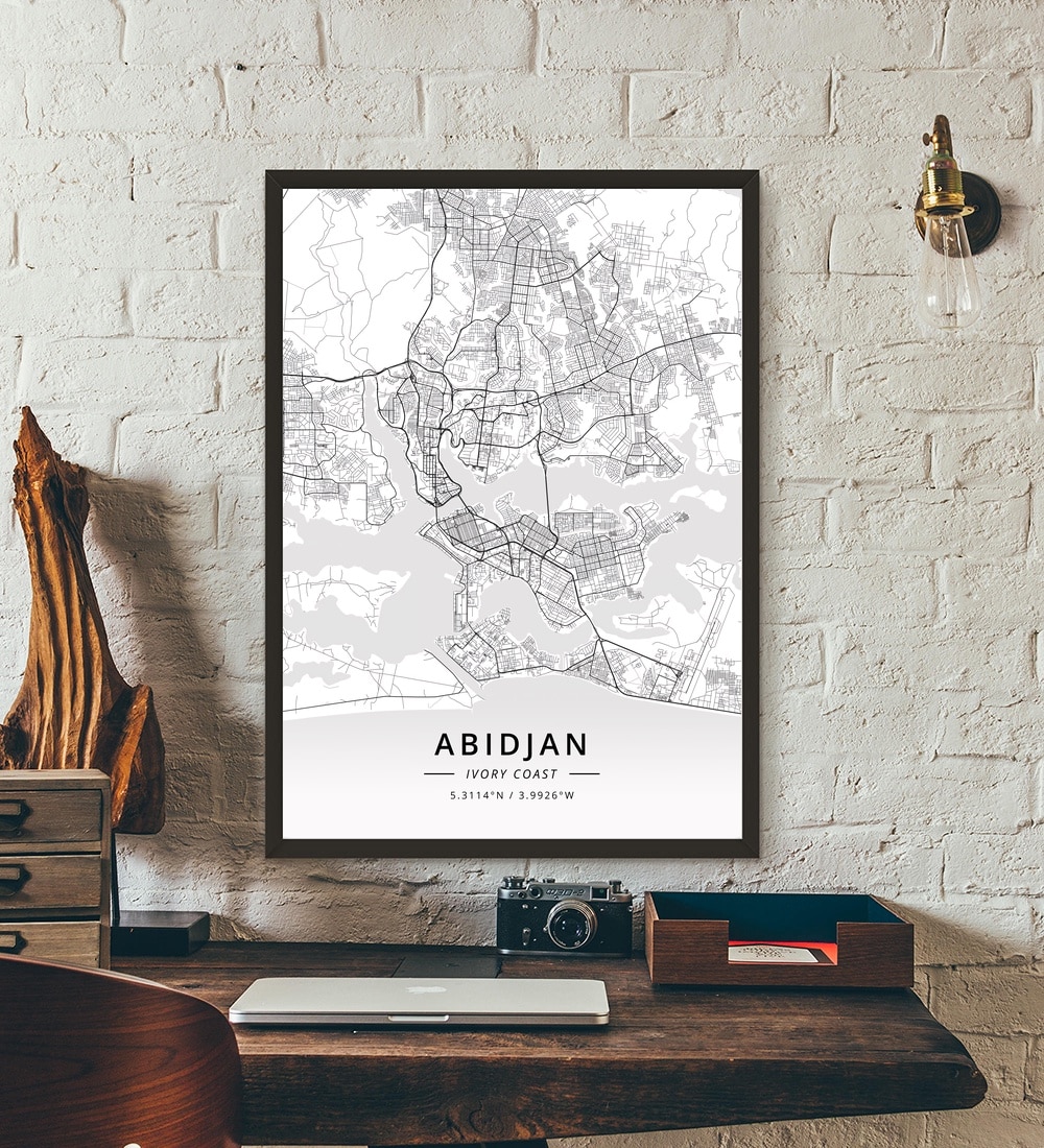 Abidjan Ivory Coast Map Poster